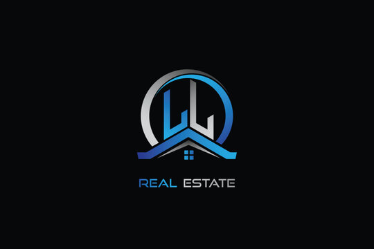LL real estate letters logo design for construction or house. LL real estate letters logo Vector design