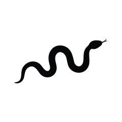 Fototapeta premium Simple snake silhouette vector flat illustration design.