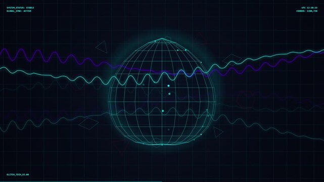 Glitchy digital distortion, futuristic tech background