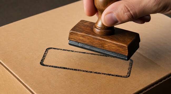Hand stamping cardboard shipping box