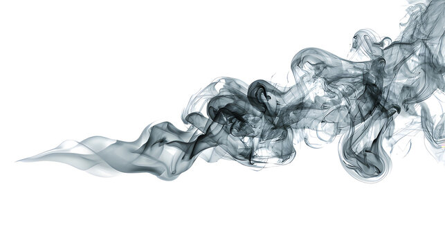 Smoke waving on isolated white background with gray and black swirling patterns ai generated image