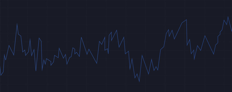Stock market or forex trading chart vector background. Stock trading line chart graph on dark blue background. Business investment and trading inspired financial data illustration.