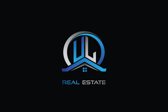 UL real estate letters logo design for construction or house. UL real estate letters logo Vector design