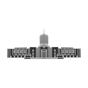 Oregon State Capitol building in Salem vector doodle icon illustration
