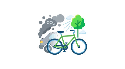 Fototapeta premium Eco-Friendly Transportation Concept with Bicycle Replacing Polluting Car
