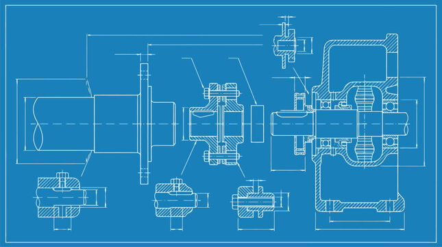 Electronic Circuit Blueprint Vector Schematic with Components.