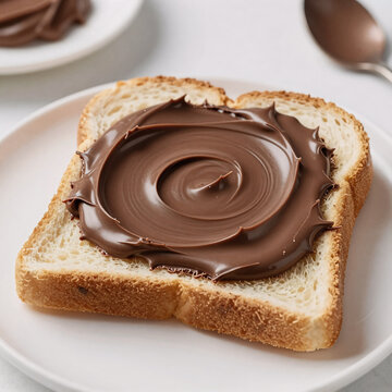 Character Concept Chocolate Knife. Spread Chocolate Cream On A Slice Of Bread