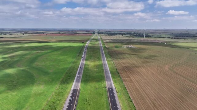 Aerial view of Route 66 in New Mexico, USA