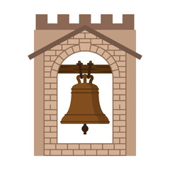 Obraz premium A simple illustration of a stone bell tower with a bell