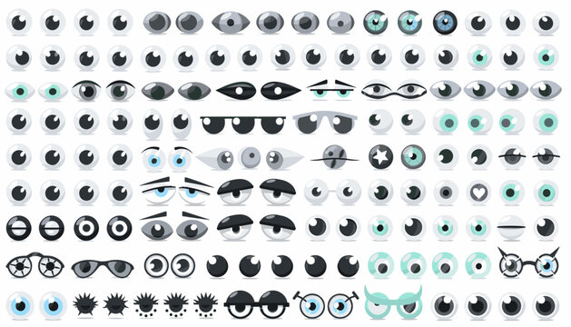 Human Eye Profile Vision and Expression Black Silhouette Set