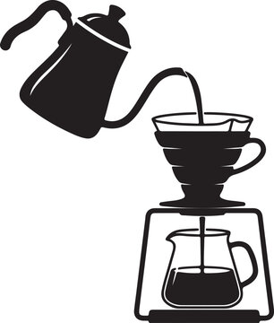 Coffee pourover silhouette vector brewing