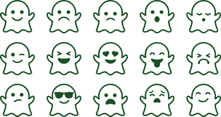 Obraz premium Halloween ghost bundle 15 cute ghost emoticons vector illustration for spooky season designs