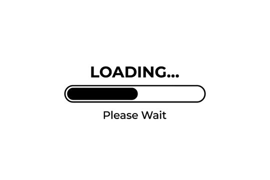 Loading progress bar with please wait text on white background