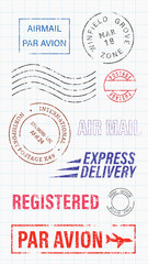 Fototapeta premium Vintage postal stamp collection design vector elements