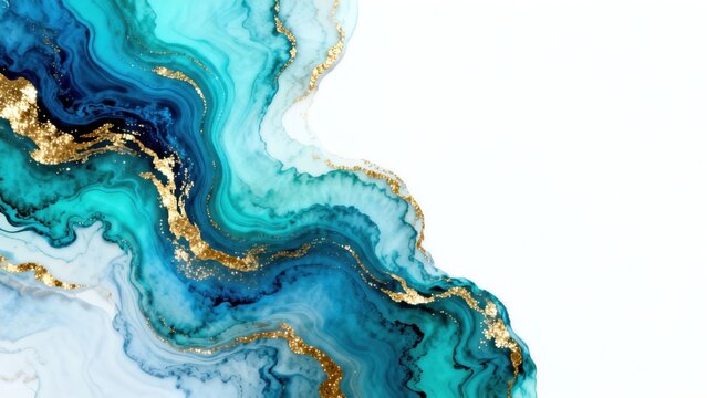 Abstract blue and gold marble pattern