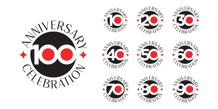 Collection of anniversary logo design. Celebration day special vector symbol concept