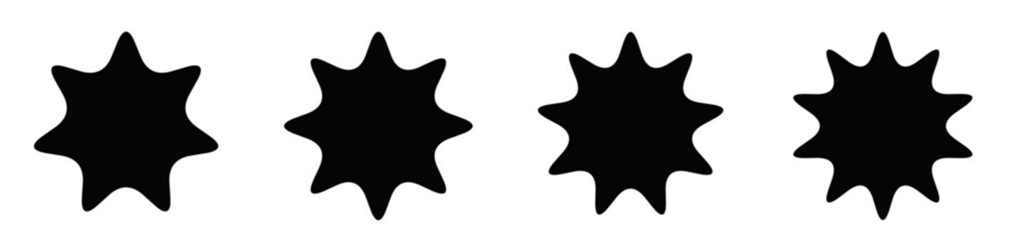 Rounded star set - 4 minimalist isolated geometric designs
