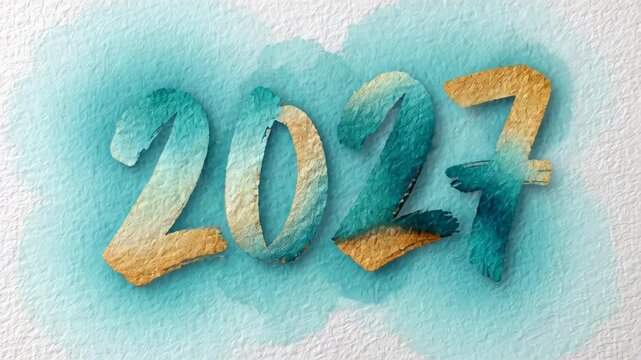 ?Vibrant watercolor brush animation: dynamic transformation of 2027 design