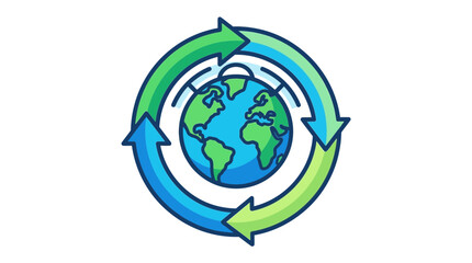 Fototapeta premium Global Recycling Concept Icon with Earth Globe and Circular Arrows