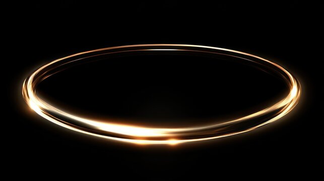 Golden elliptical light trail abstract glowing ring background