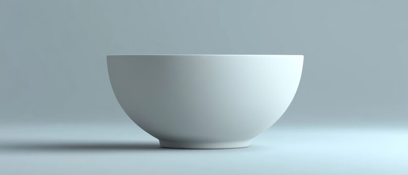 Simple white ceramic bowl minimalist design empty clean studio shot light blue background