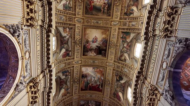 Ceiling and dome frescoes inside Sant'Andrea della Valle church in Rome