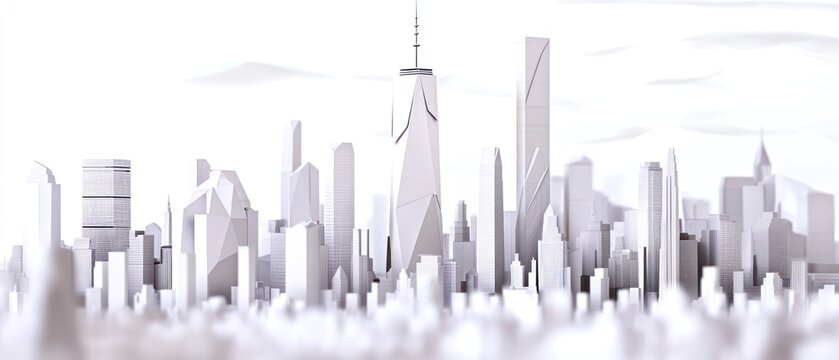 Low poly cityscape modern architectural design urban development geometric white buildings skyline