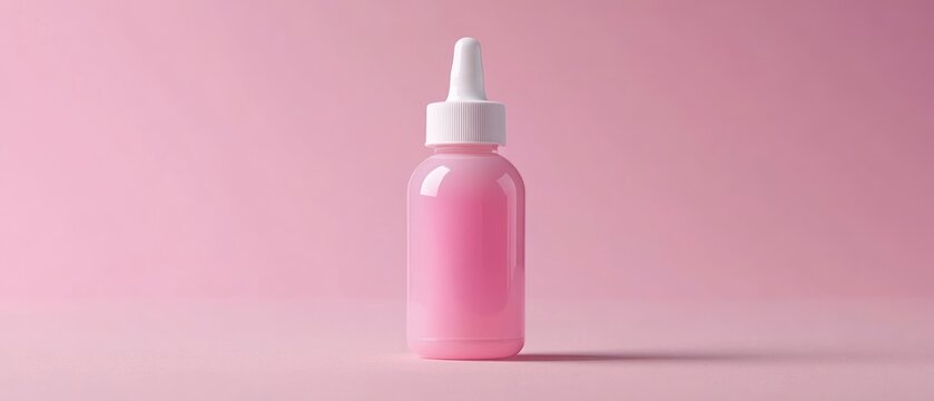 Pink dropper bottle product mockup clean beauty packaging design