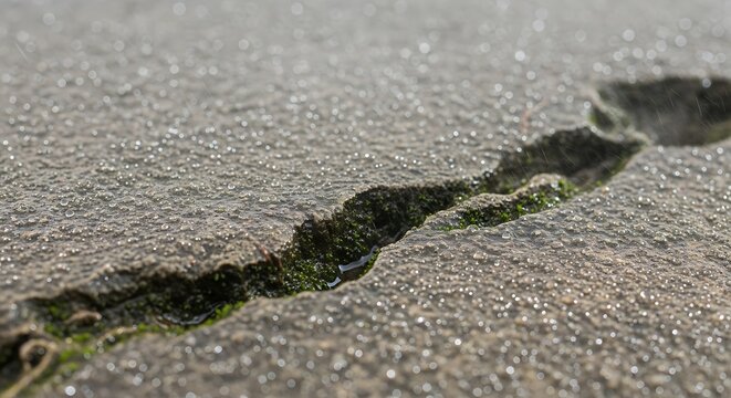 Crack in dry earth landscape closeup.