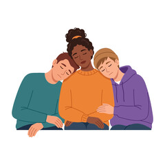 Fototapeta premium Diverse Group of Friends Leaning on Each Other for Emotional Support and Comfort