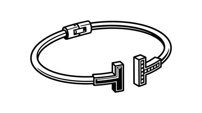 Elegant Tshaped bracelet with clasp and decorative elements.