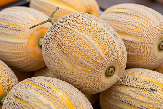 A pile of melons sitting on top of each other