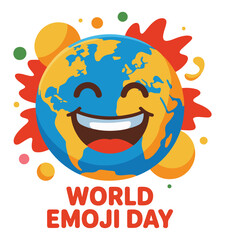 Naklejka premium Smiling Earth Emoji on World Emoji Day On a White background