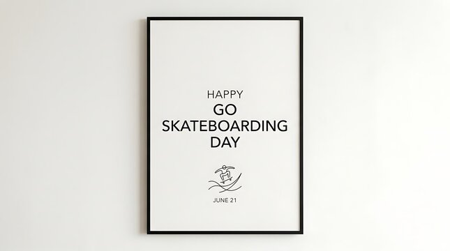 "Happy Go Skateboarding Day" is written in the center of a simple, elegant poster