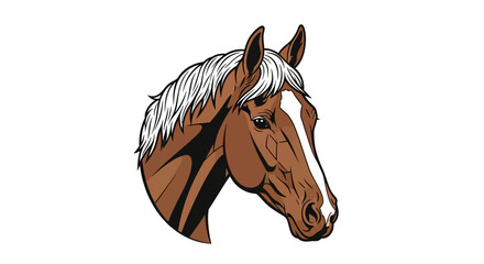 Stylized horse head illustration with white mane and blaze © Wit