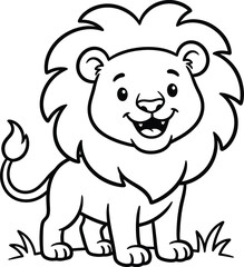 Fototapeta premium Lion coloring page for kids fun and educational animal coloring book activity