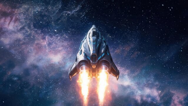 Space rocket in galaxy
