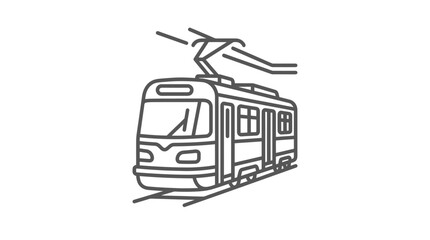 Modern tram on rail tracks moving. © alfan