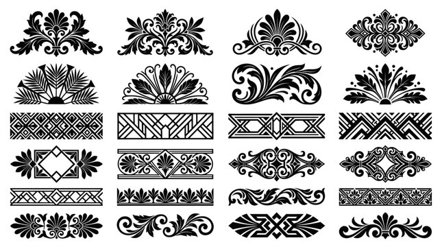 Collection of vintage ornamental borders and decorative dividers.
