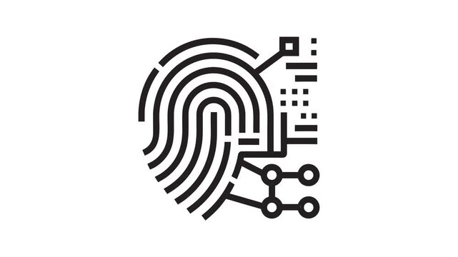 Fingerprint Circuit Animation on Transparent Background