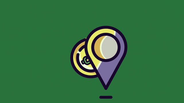 Map Pointer Yellow Blue Animated Green Screen Chroma Key Background