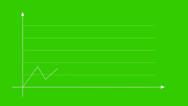 Business Stock Market Graph Animation on Green Screen, Chroma Key Financial Chart Growing Line Motion Graphic, Economic Data Analytics Infographic Element