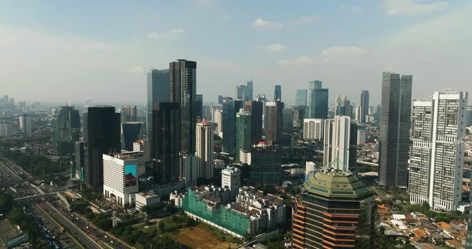 City of Jakarta with skyscrapers and residential areas. Indonesia.