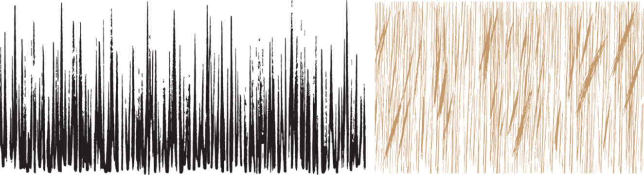 Abstract vector brush strokes and vertical line textures with black ink and brown straw patterns