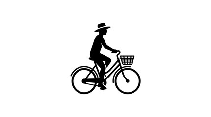 Obraz premium A silhouette of a person riding bicycle.
