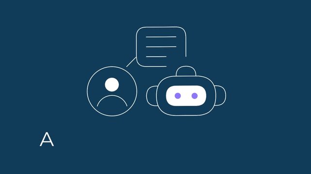 AI Agent Receive Prompt Line Icon Animation, Artificial Intelligence User Input Workflow