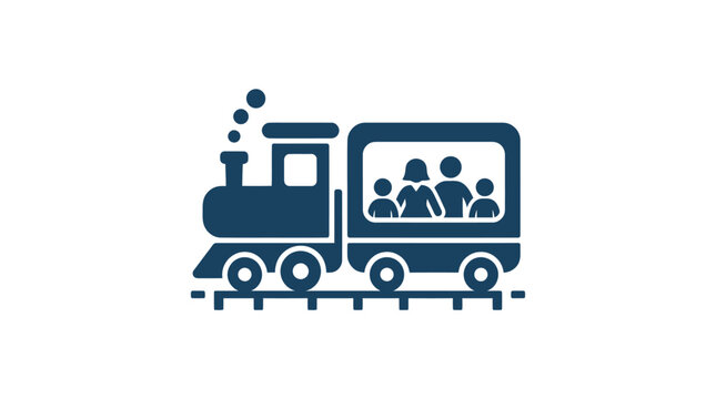 Train with people on board traveling.