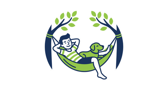 Woman Relaxing in Green Hammock Outdoors.