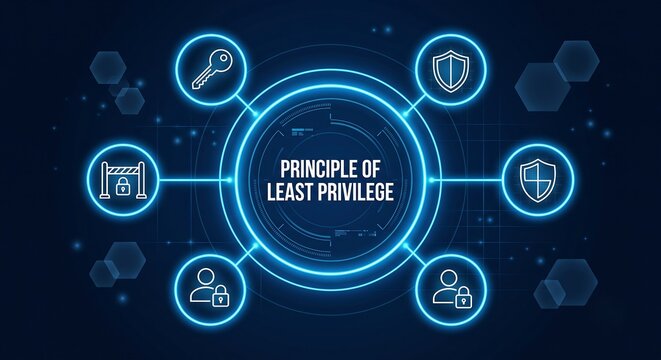principle of least privilege tech concept.A security principle where users are given the least amount of access necessary to perform their duties abstract technology  vector