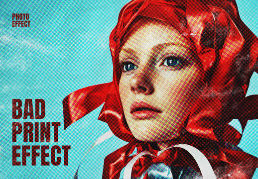 Grunge Halftone Print Photo Effect For Poster And Social Media Design